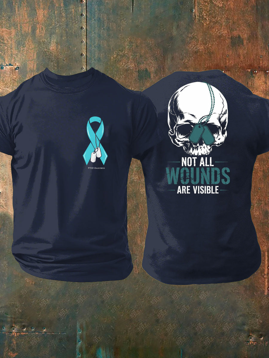 Men's PTSD Awareness Veteran Printed T-shirt
