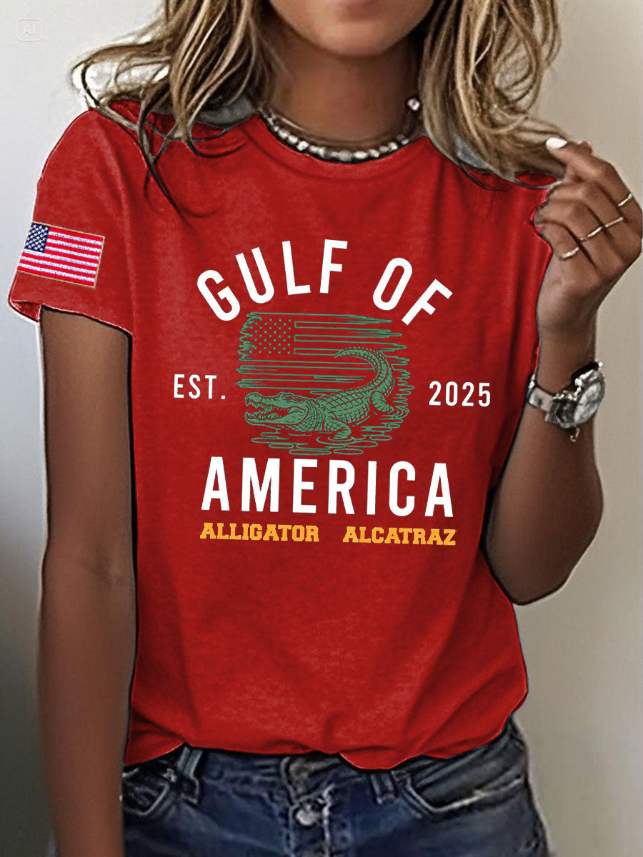 Women's Alligator Alcatraz Gulf of America Printed T-Shirt