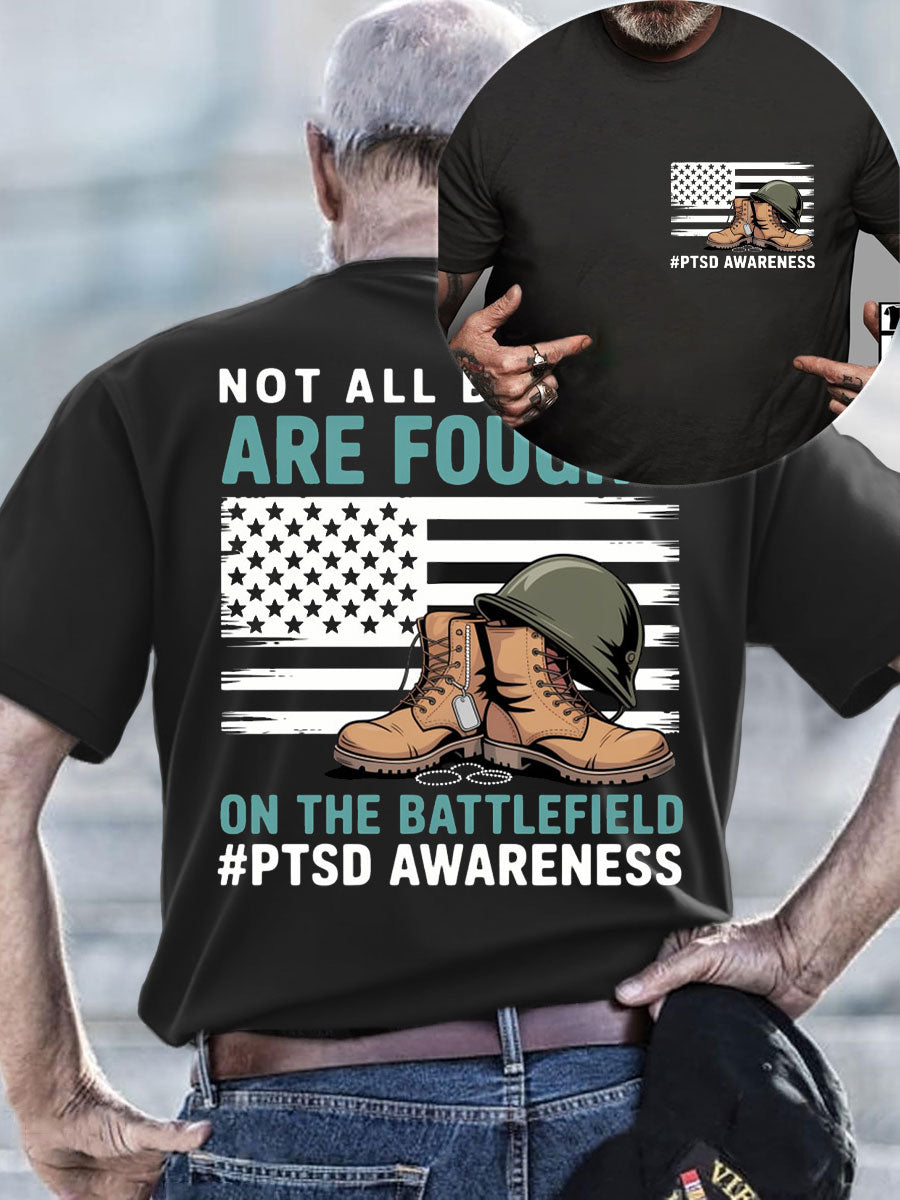Men's PTSD Awareness Veteran Printed T-shirt