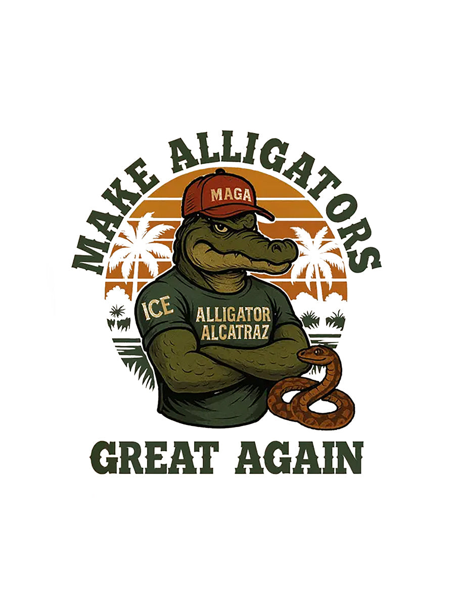 Men's Retro Alligator Alcatraz Funny Florida Everglades Dark Humor Short Sleeve Tee