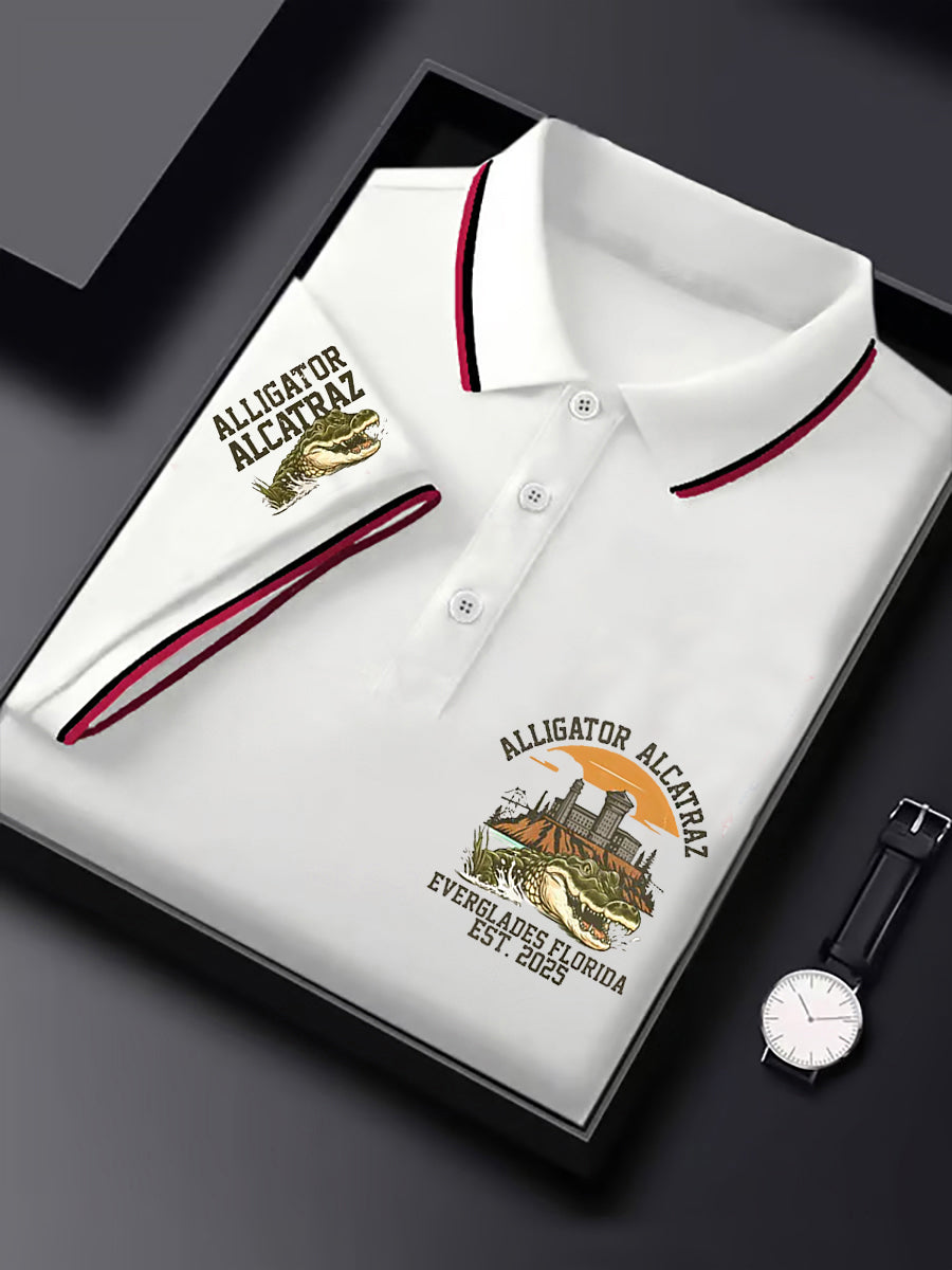 Men's Retro Alligator Alcatraz Funny Florida Everglades Dark Humor Short Sleeve Tee