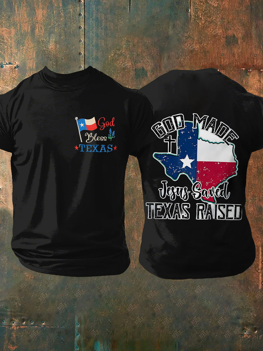Men's "Texas Strong" printed casual T-shirt