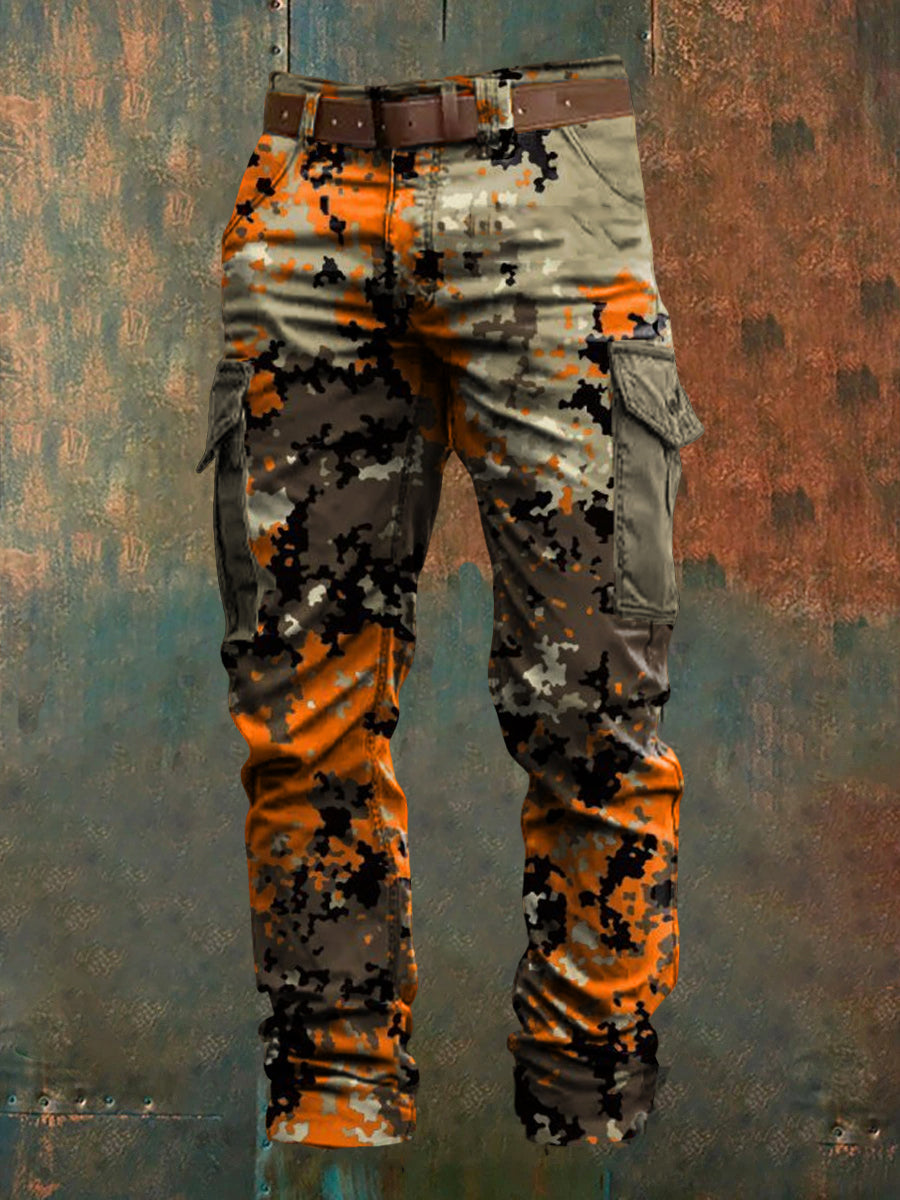 Men's Retro Vacation Business Art Print Casual Workwear Trousers