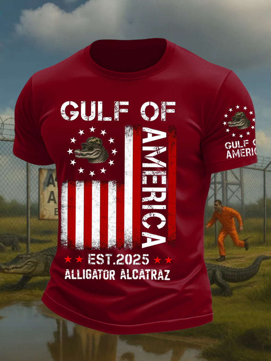 Men's Alligator Alcatraz Funny Florida Everglades Dark Humor Printed T-shirt