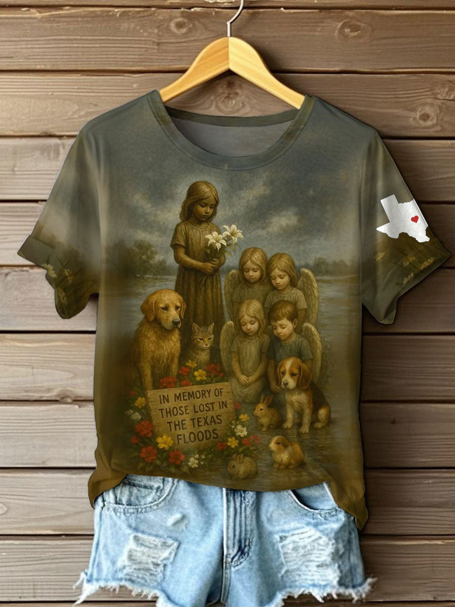 Women's Pray For Texas Flooding Printed T-shirt