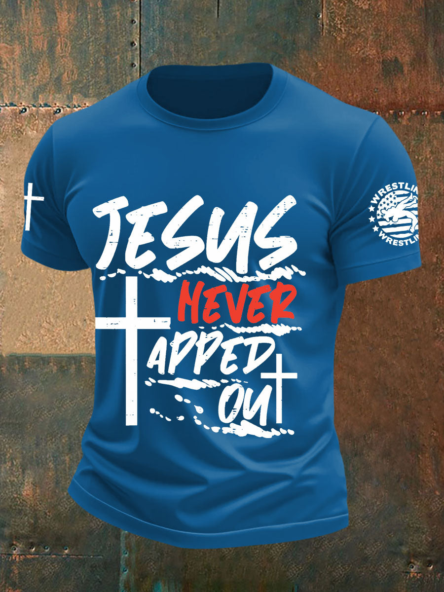 Men's Jesus Never Tapped Out Wrestling T-shirts