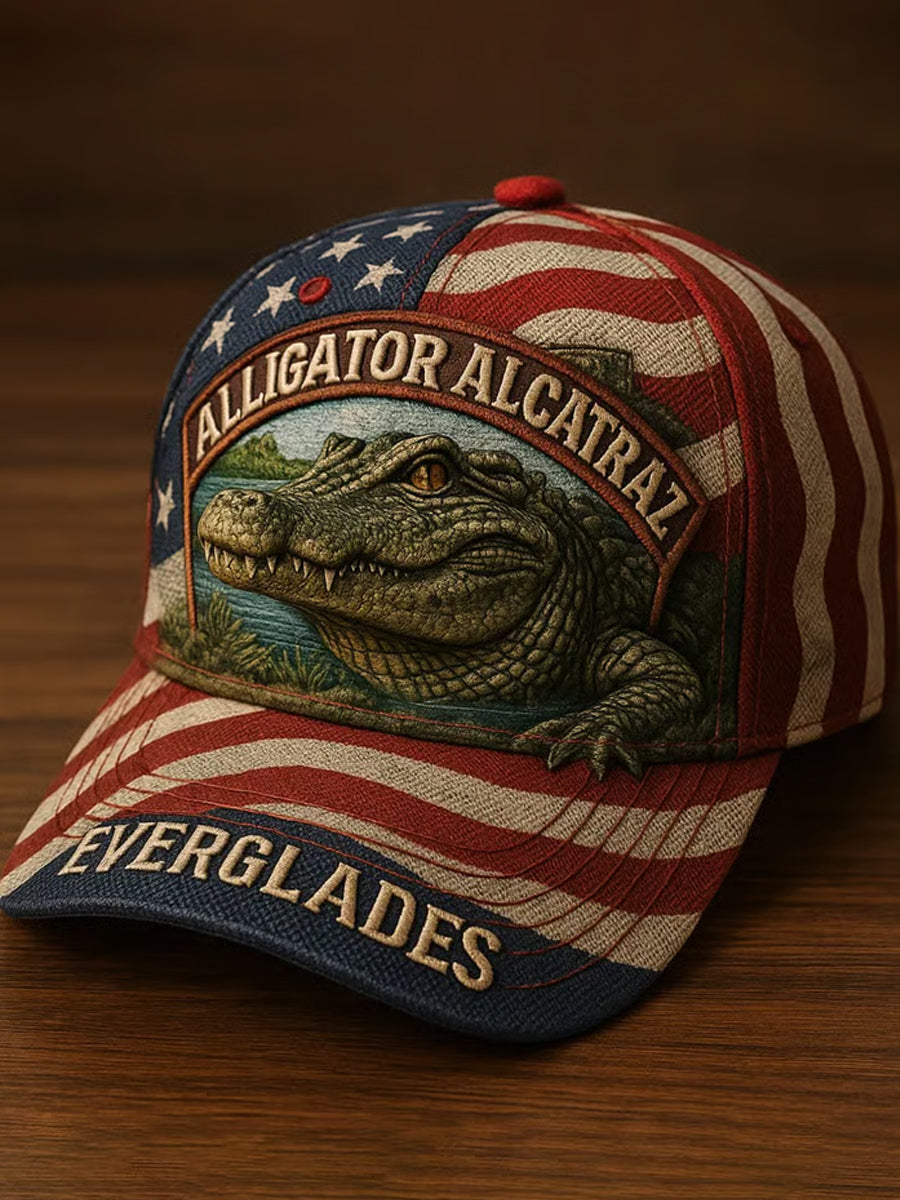 Unisex Retro Alligator Alcatraz Funny Florida Everglades Dark Humor Hat