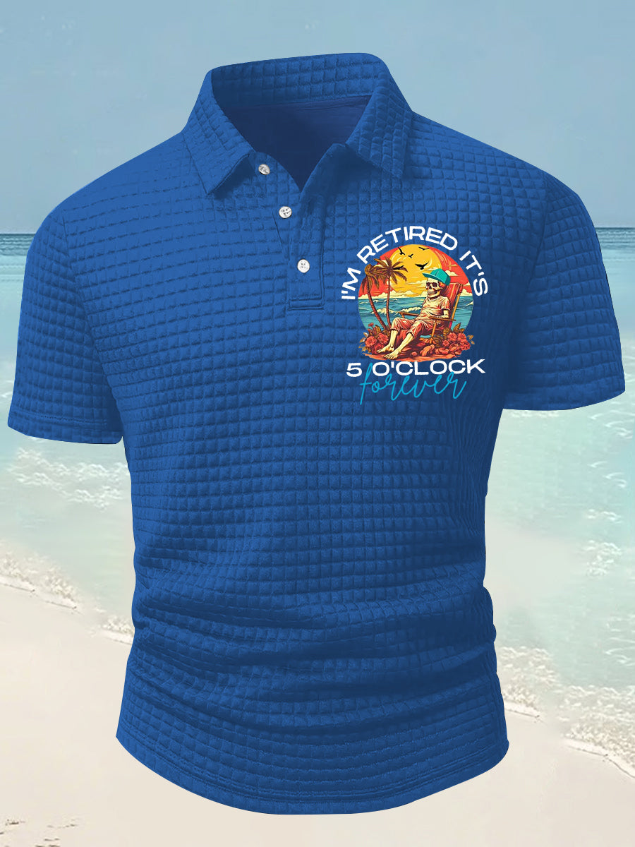 Men's Funny I'm Retired It's 5 O'Clock Forever Printed Short Sleeve Tee