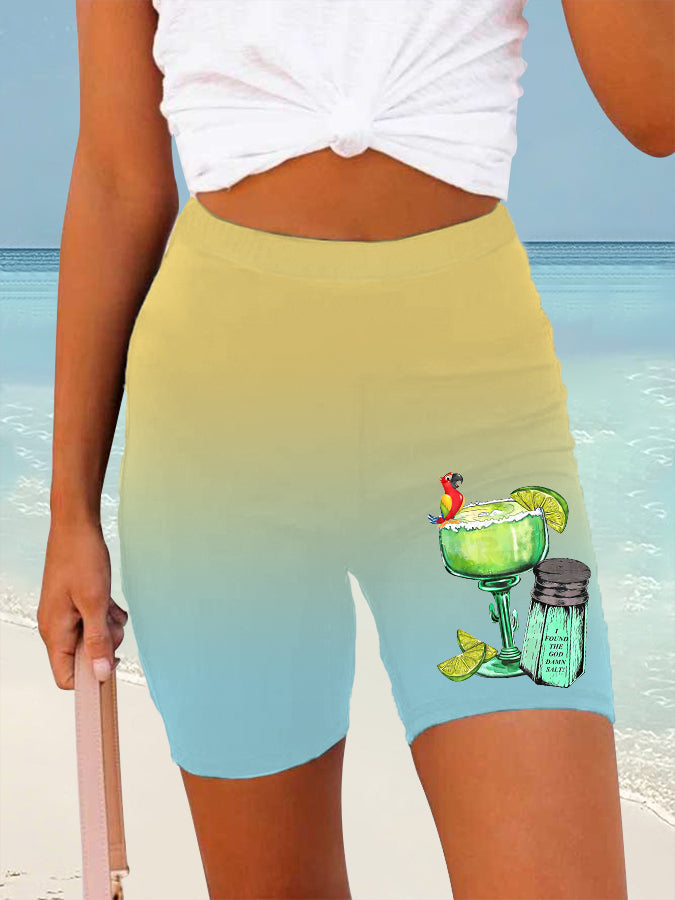 Women's Beach Vacation Parrot Print Casual Short Leggings