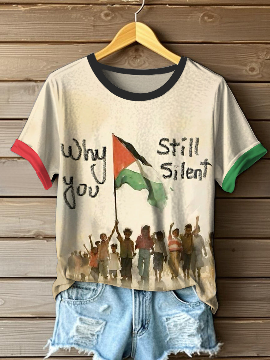 Women's Why You Still Silent Free Palestine Support Palestine Tee