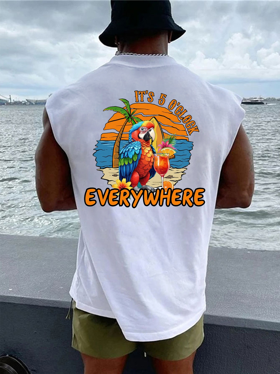 Men's It‘s 5 O'clock Everywhere Print Casual Vest