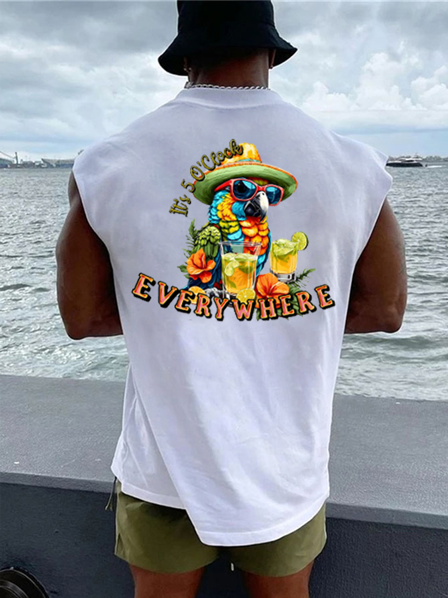 Men's It‘s 5 O'clock Everywhere Print Casual Vest