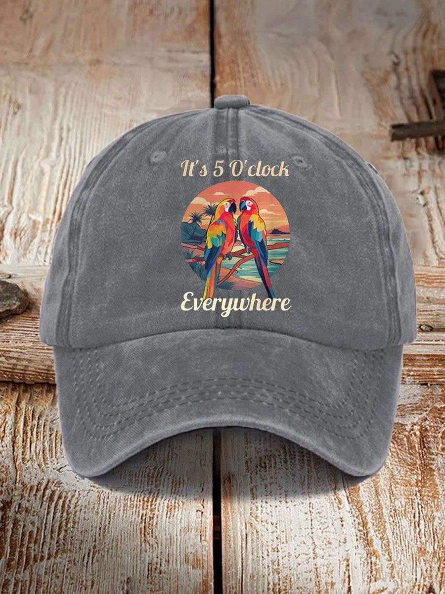Unisex It‘s 5 O'clock Everywhere Print Casual Hat