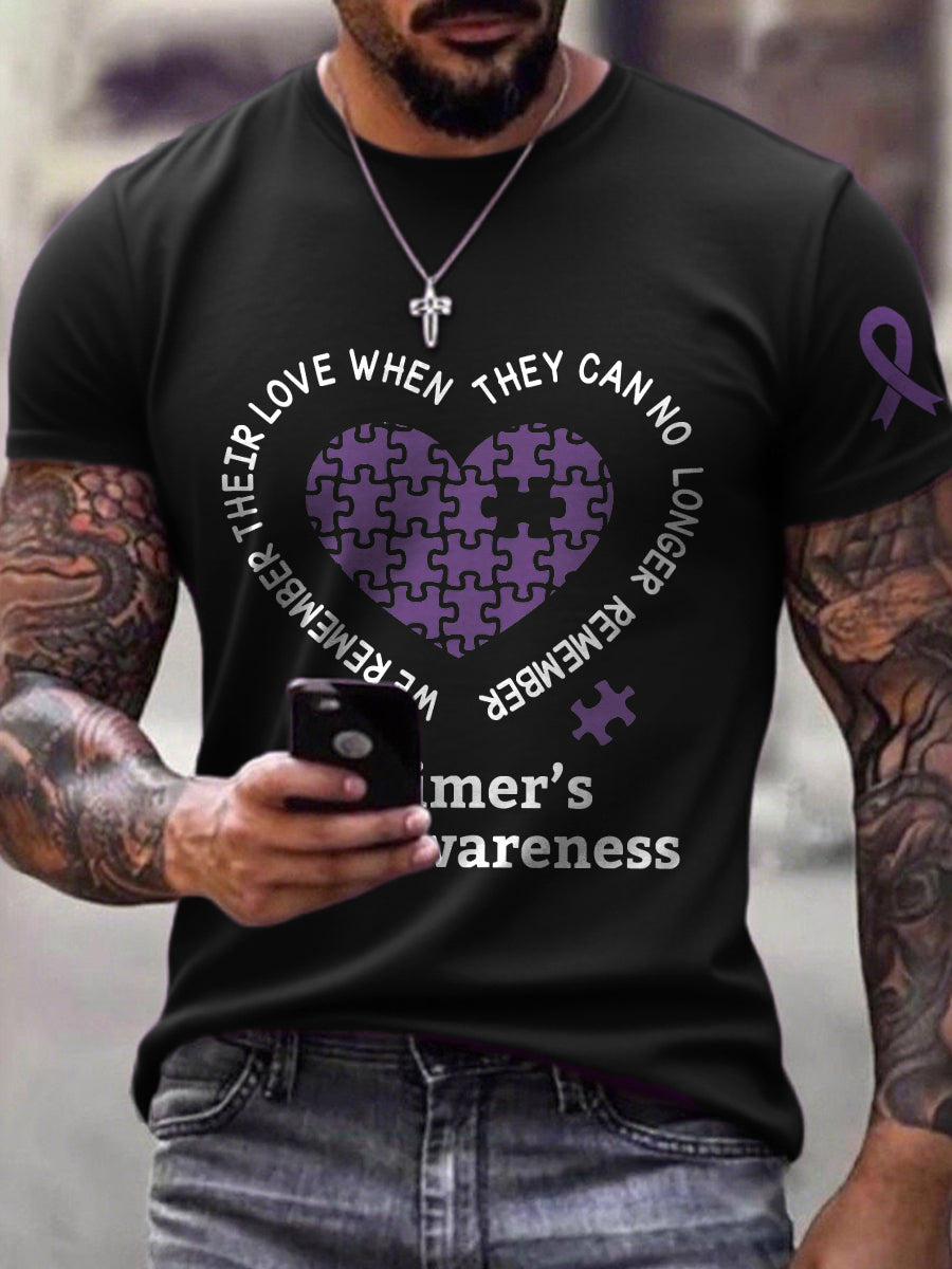 Men's We Remember Their Love Alzheimer's Awareness Print T-Shirt