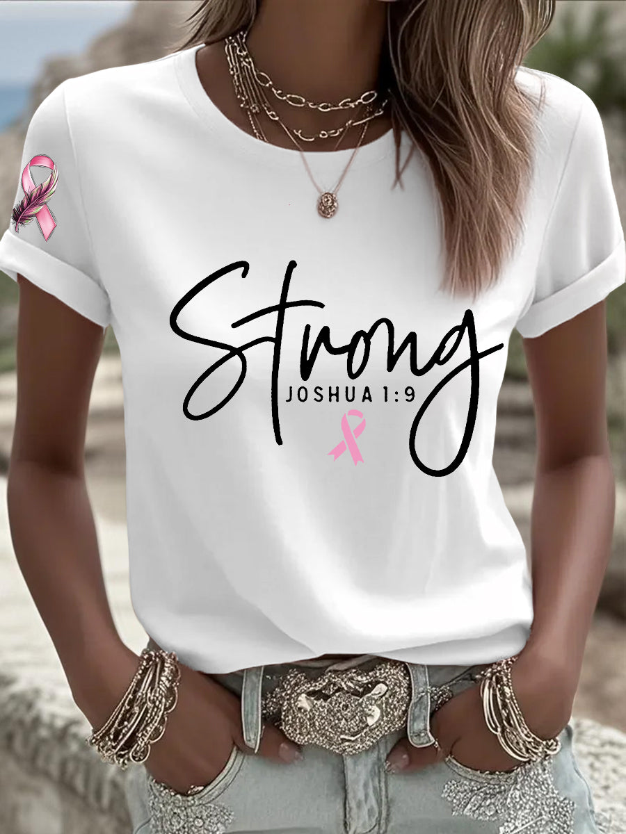 Women's Breast Cancer Survivor Strong Pink Ribbon T-shirt