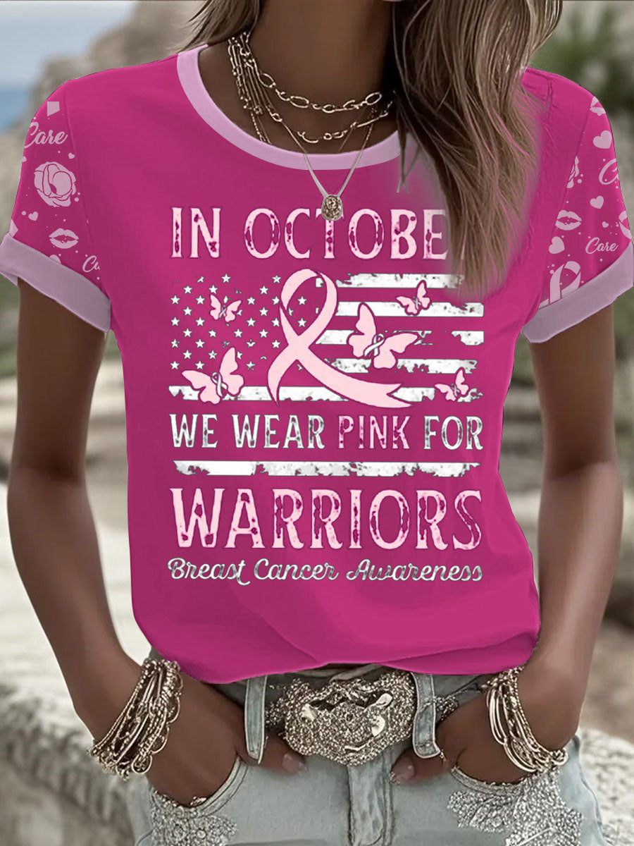 Women's Breast Cancer Printed T-shirt
