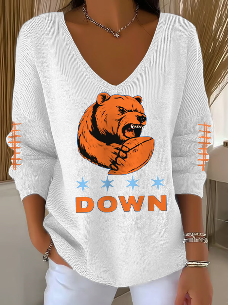 Women's Football Fans Lovers Gameday Casual V-Neck Top