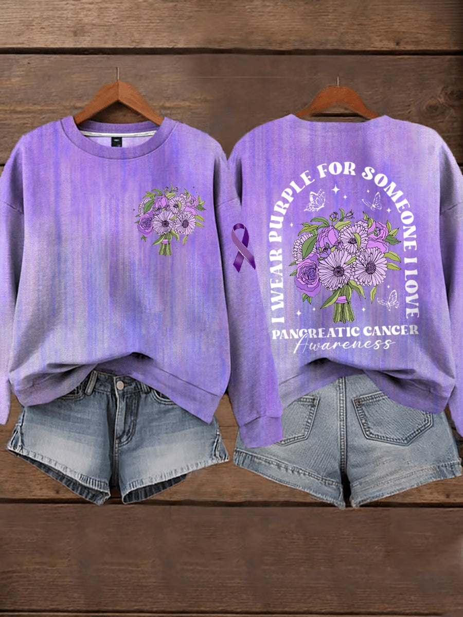 Women's Pancreatic Cancer Awareness Print Sweatshirt