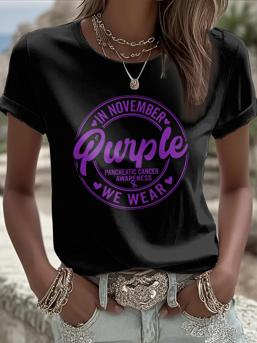 Women's Pancreatic Cancer Awareness Print T-shirt