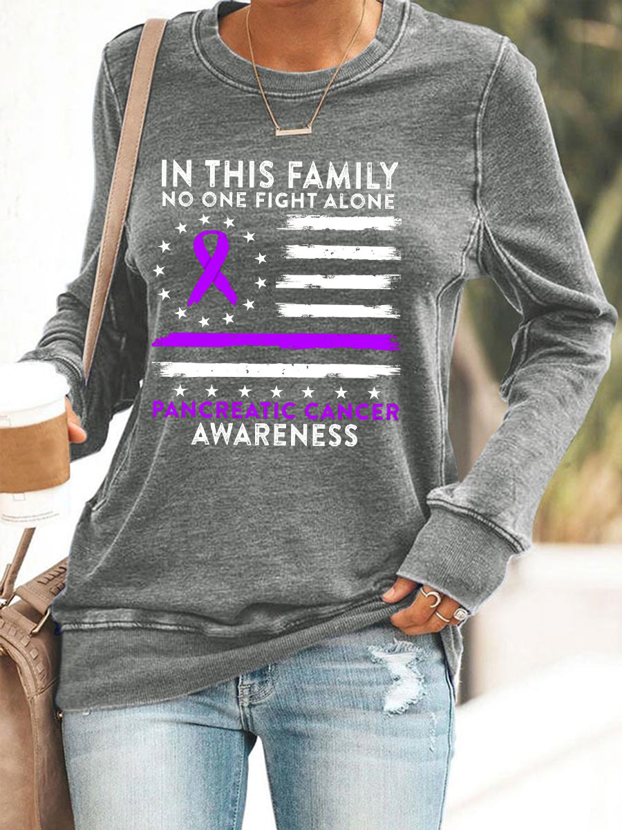 Women's Pancreatic Cancer Awareness Print Sweatshirt