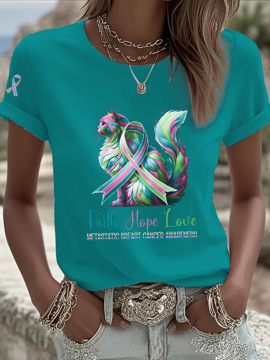 Women's Metastatic Breast Cancer Awareness Print Casual T-Shirt
