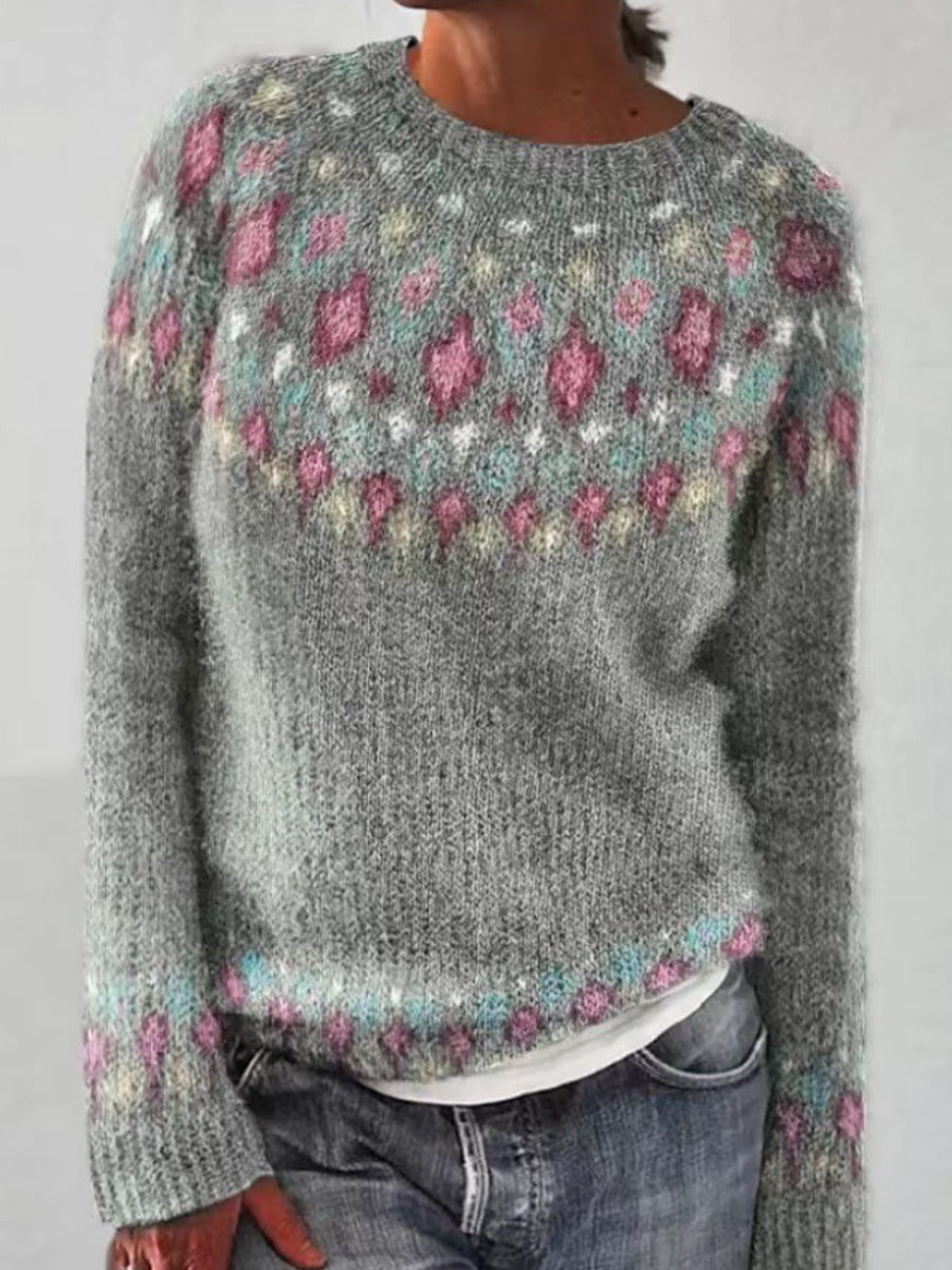 Women's Icelandic Sweater Crew Neck Loose Pullover