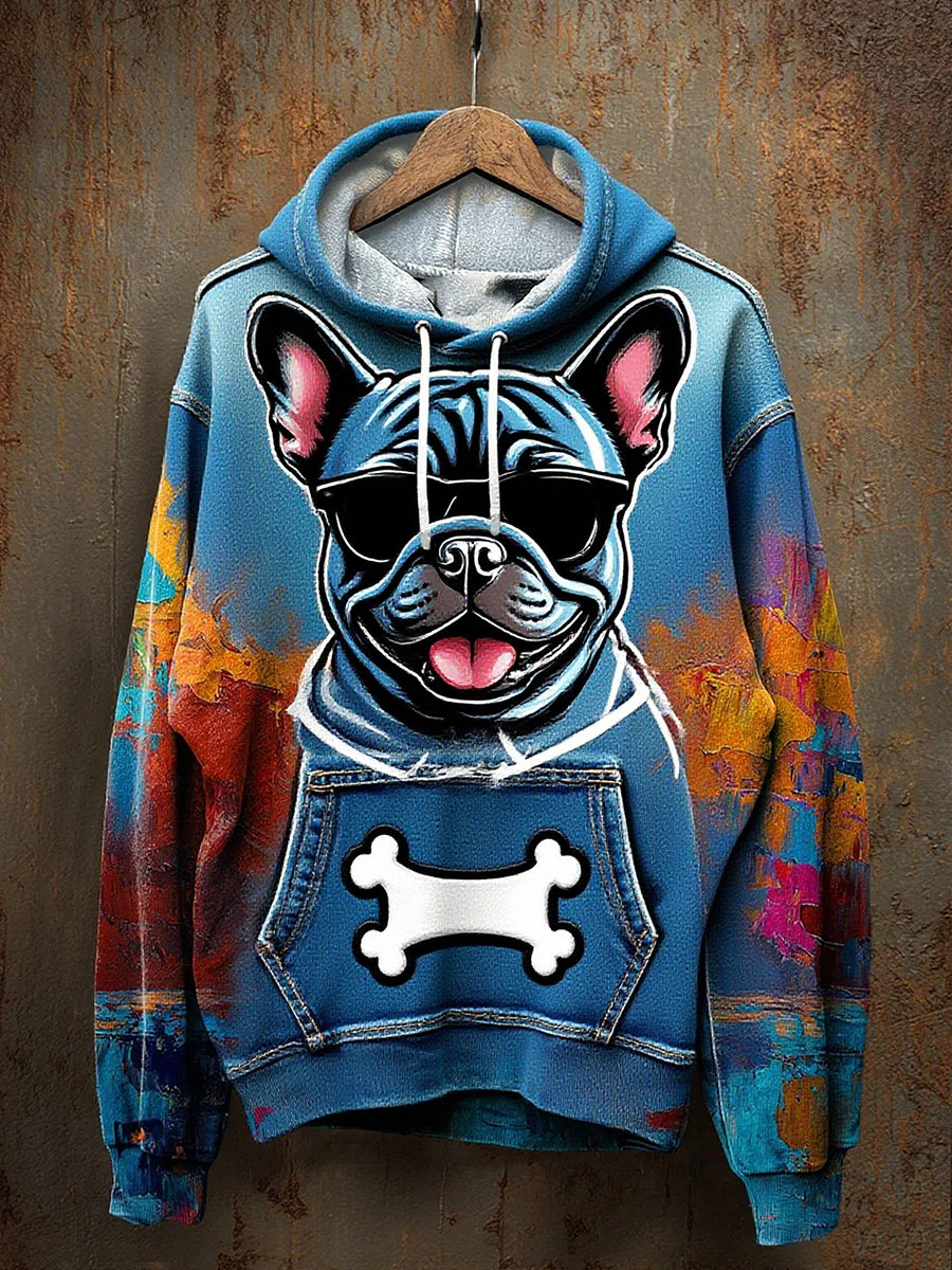 Unisex Vintage Cat Art Print Casual Hoodie