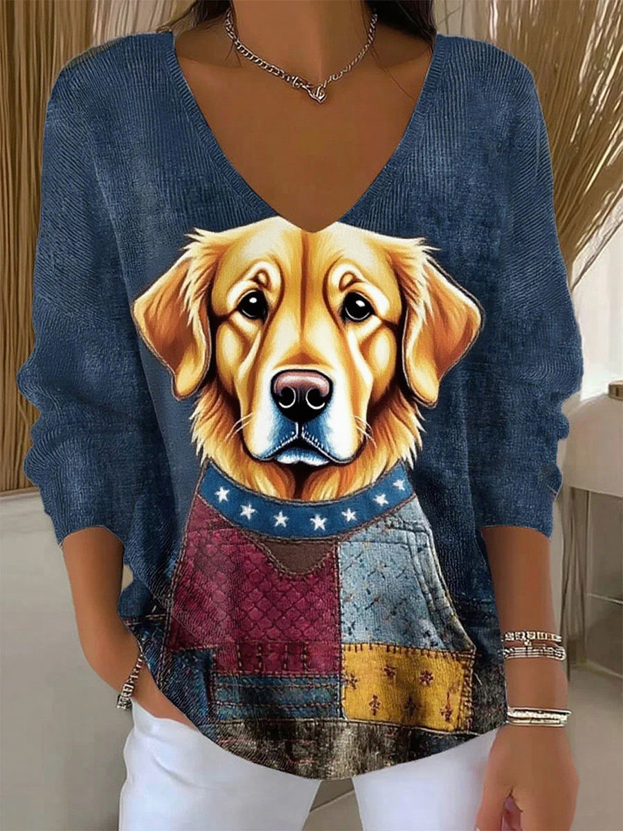 Women's Retro Animal Print Casual Long Sleeve Top