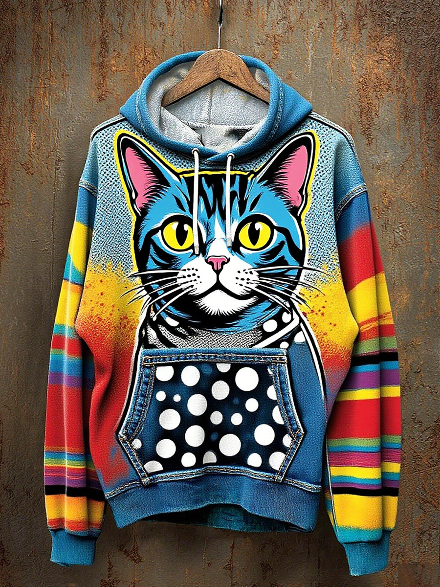 Unisex Vintage Animal Art Print Casual Hoodie