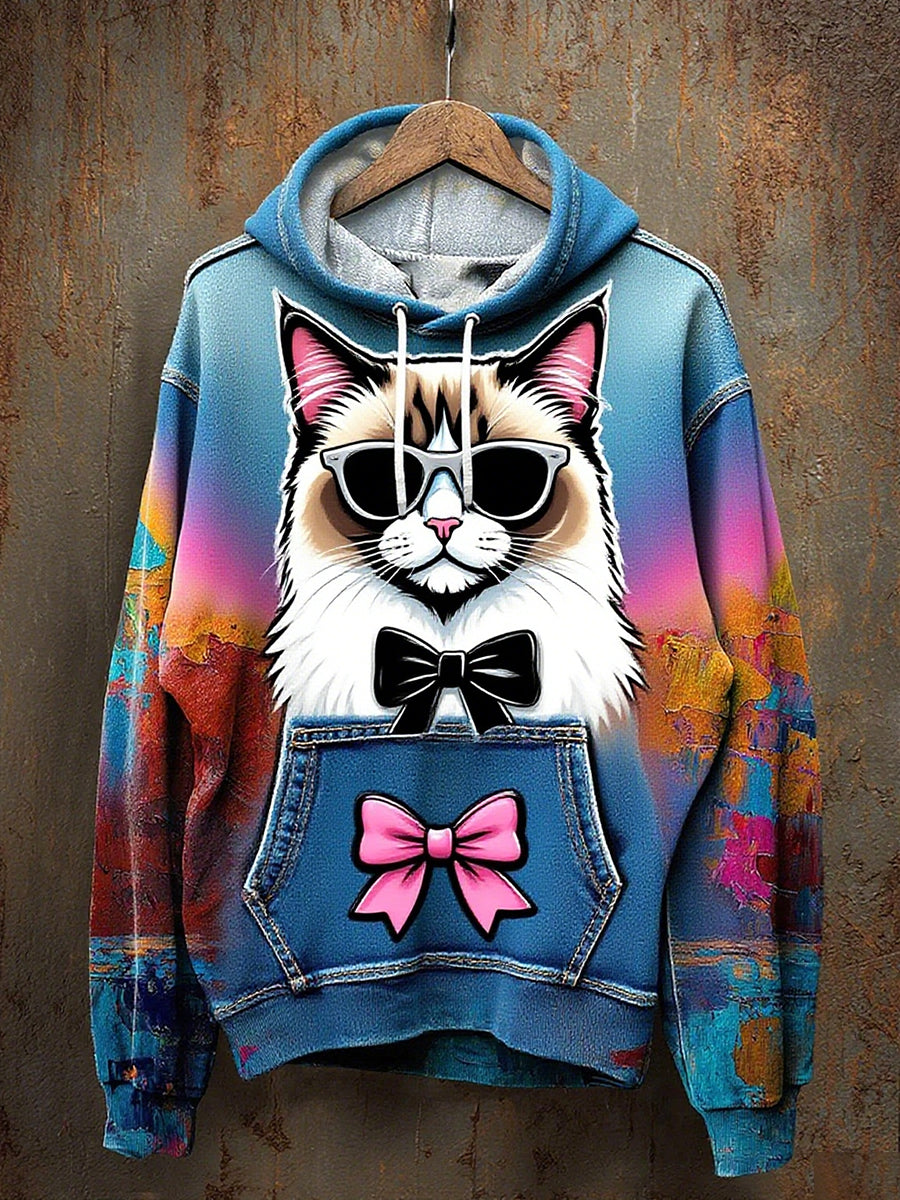 Unisex Vintage Animal Art Print Casual Hoodie