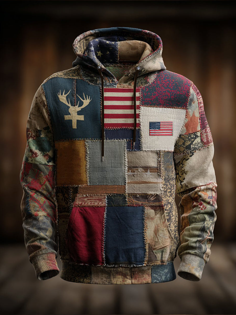 Men's Vintage Elk Oversized Drop-Shoulder Hoodie