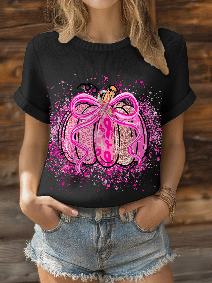 Women's Breast Cancer Pink Ribbon Pumpkin Tops