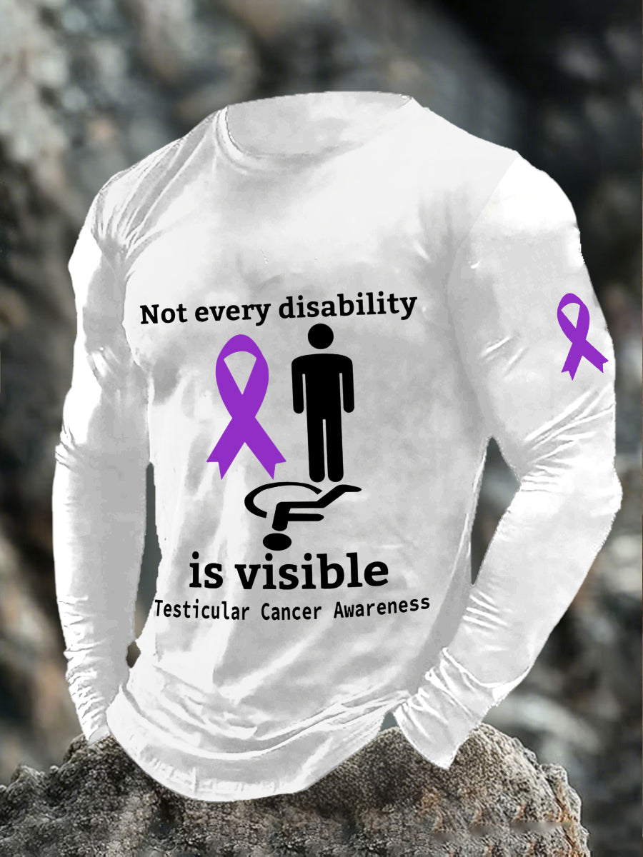 Men's Not Ever Disability is Visible Testicular Cancer Awareness Long Sleeve T-Shirts