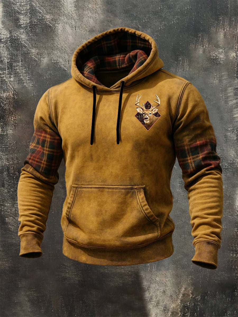 Men's Vintage Western Elk Oversized Drop-Shoulder Hoodie