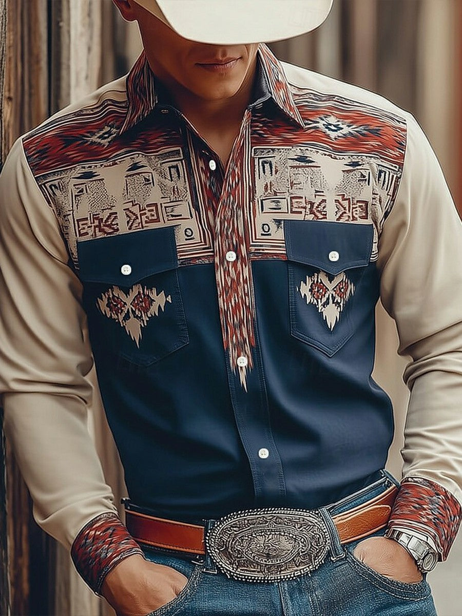 Men's Vintage Western Cowboy Shirt
