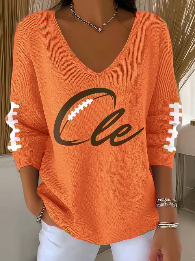 Women's Football Fans Lovers Gameday Casual Ribbed Top