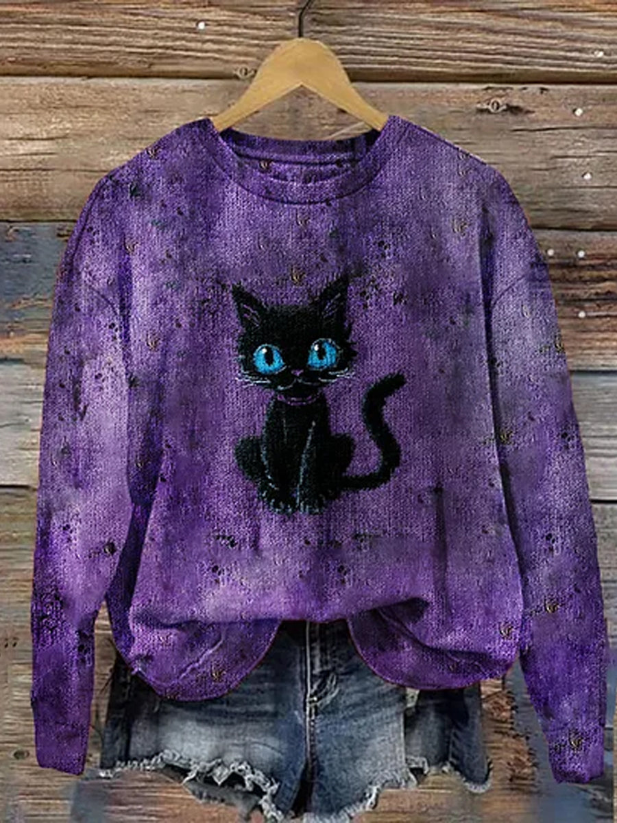 Vintage Abstract Animal Print Casual Sweater