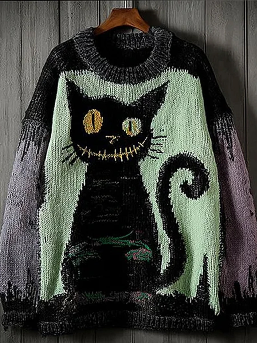 Vintage Abstract Animal Print Casual Sweater