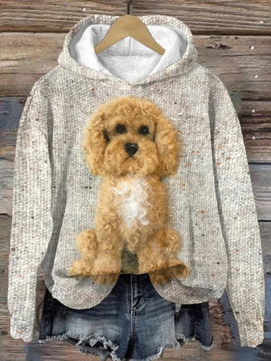 Women's Puppy Print Long Sleeve Hoodie