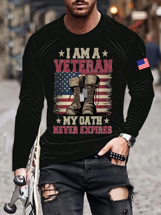 Men's Veterans Day Printed long sleeve T-shirt