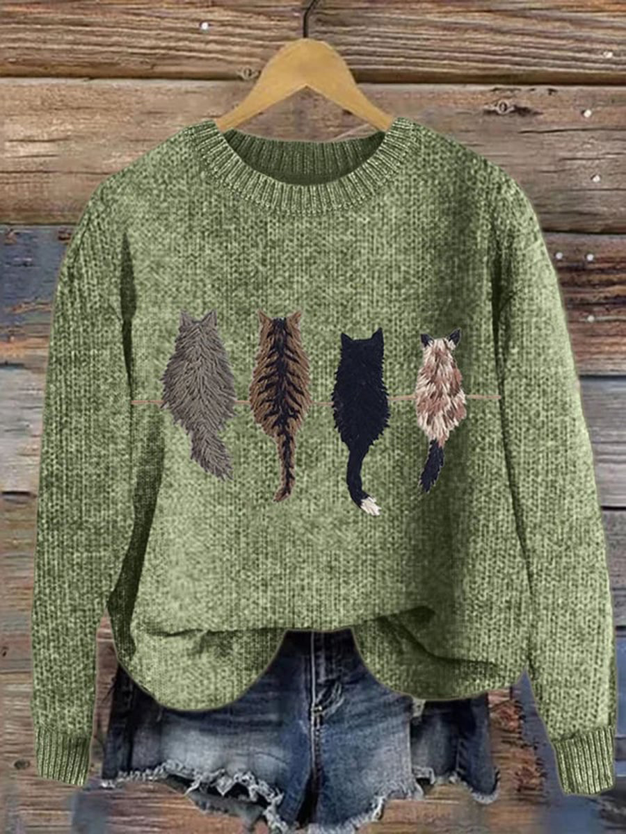 Women's Cute Cat's Back View Sweater