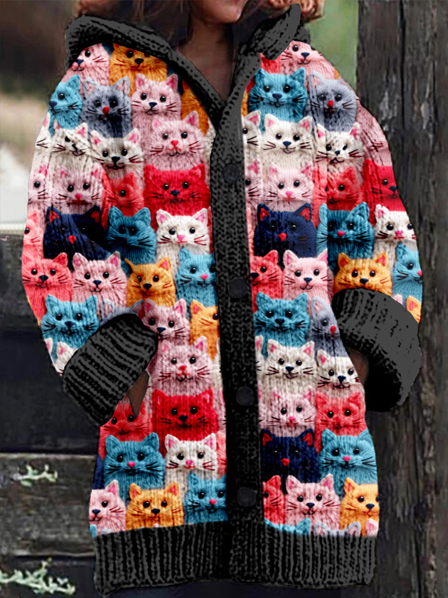 Women's Cute Cat Print Hoodie