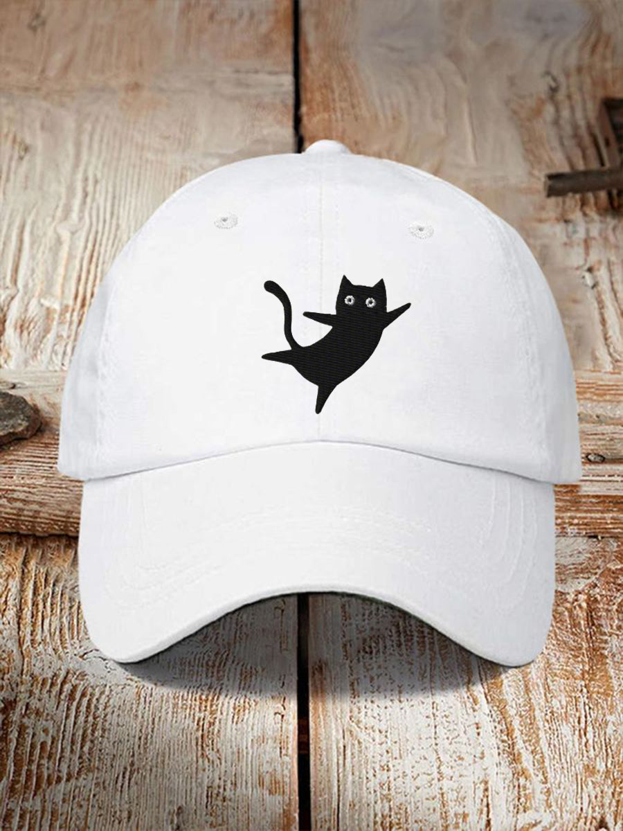 Unisex Resort Cute Black Cat Design Print Hat