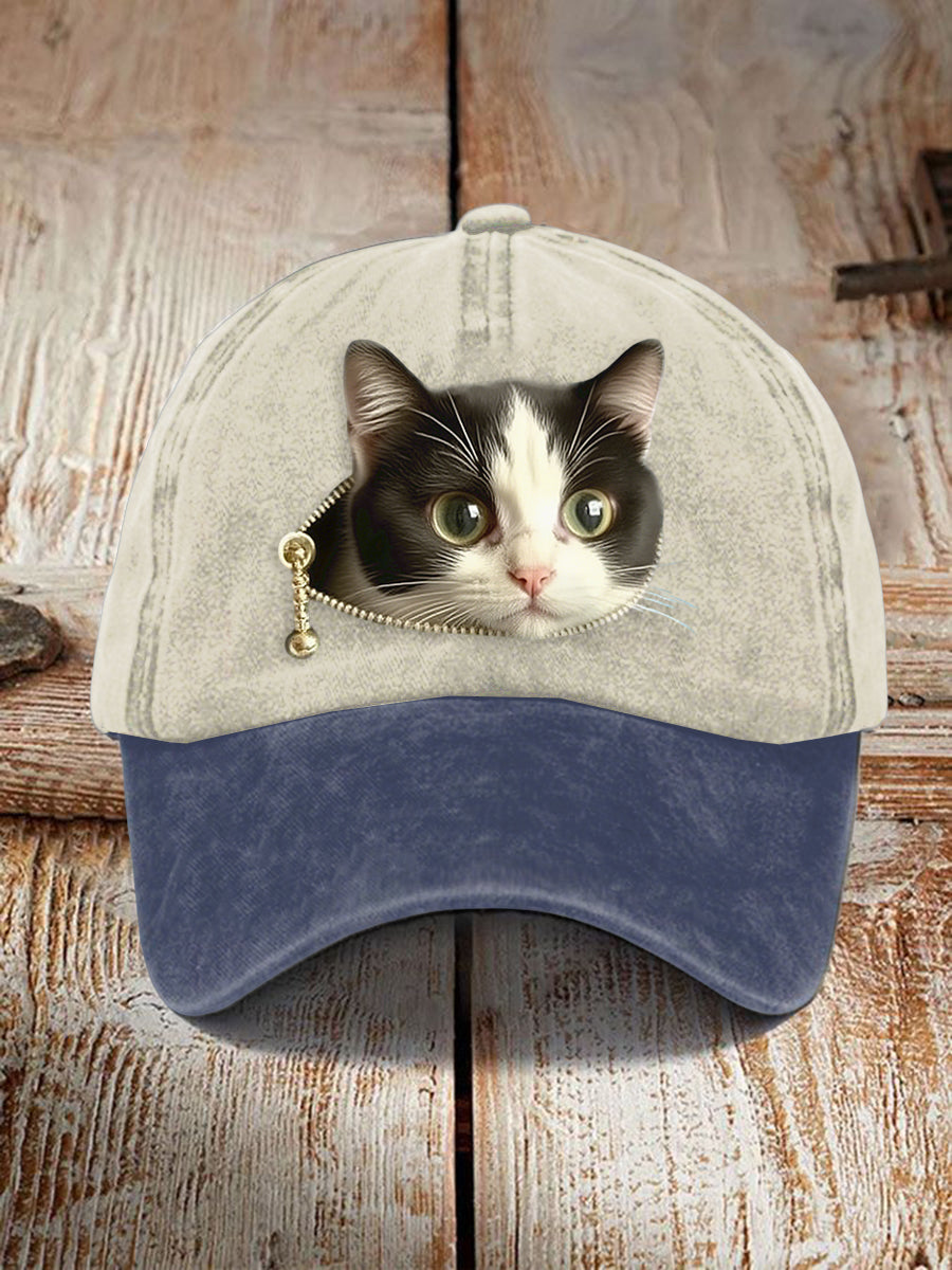 Unisex Resort Cat Design Print Hat