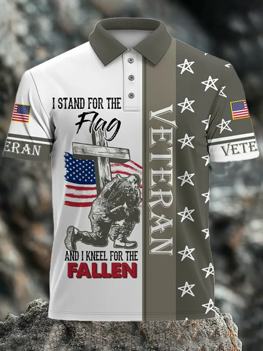 Men's American Flag Veterans Day Printed Shirt