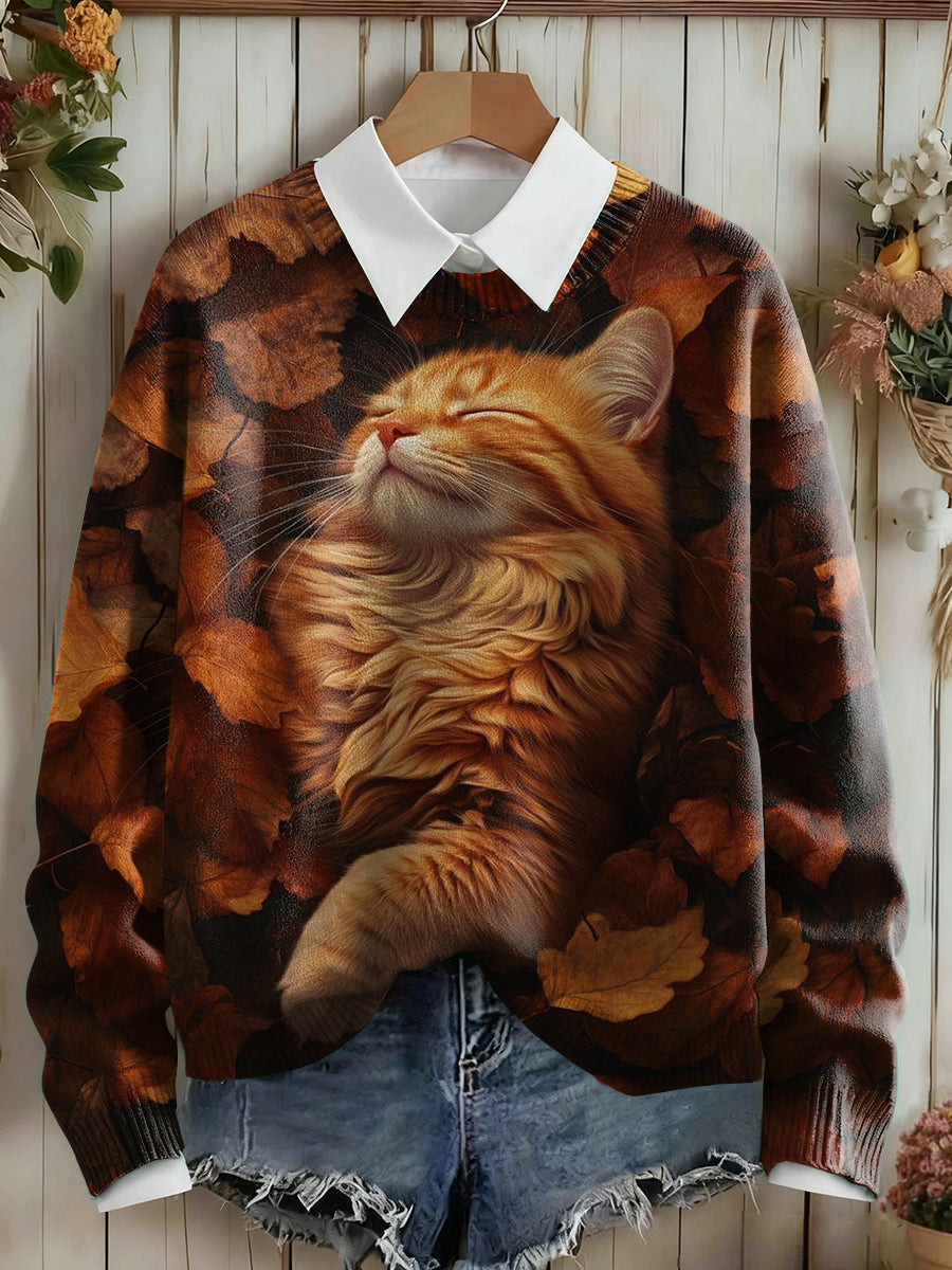 Women's Cozy Season Cat Print Sweater