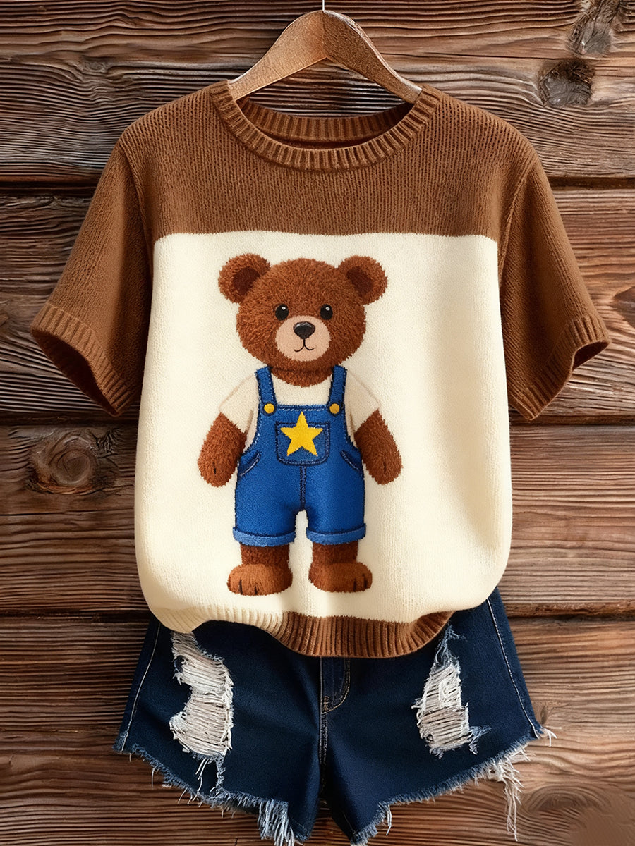 Women's Artistic Animal Print Comfortable Knit Short Sleeve Top