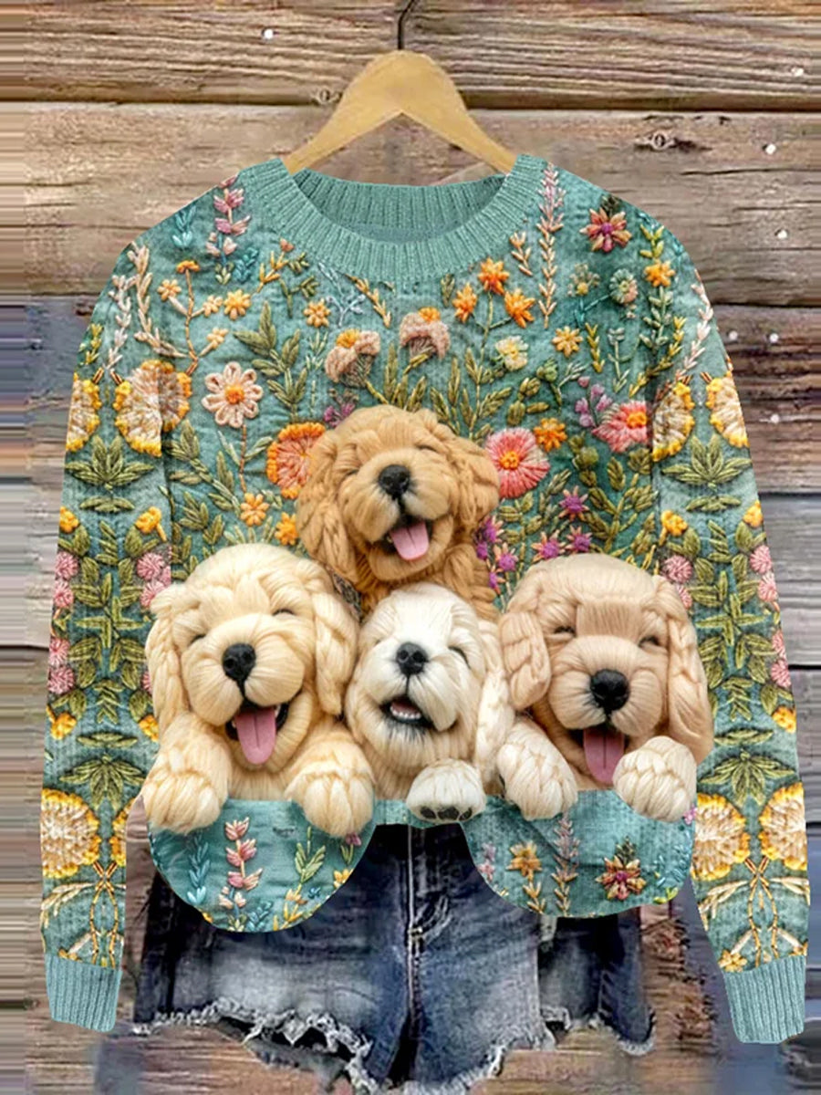 Women's Vintage Animal Print Comfort Casual Sweater