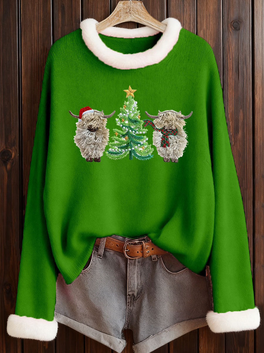 Women's Christmas Highland Cow Print Top