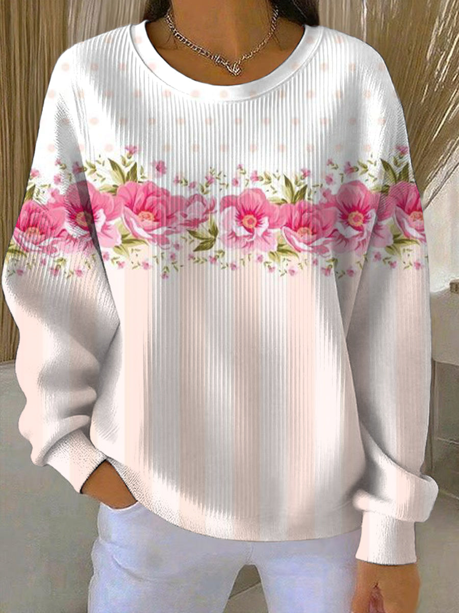 Women's Breast Cancer Pink Print Casual Sweatshirt
